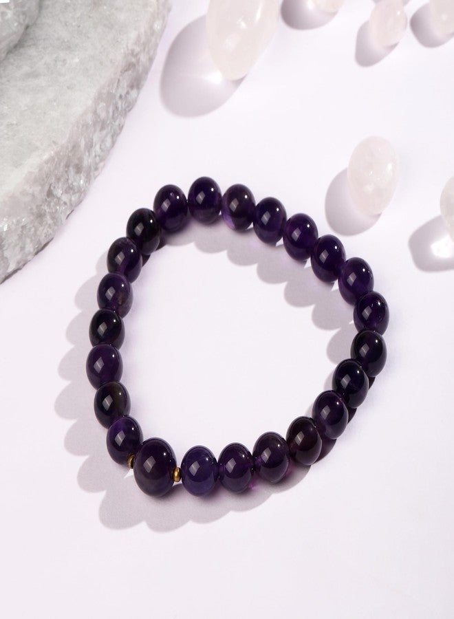 Chitshakti Certified Natural Amethyst Semi Precious Stone Bracelet| Bracelet for Men & Women | Healing Crystal Beads for Calmness, Positivity & Spiritual Growth |8mm - Image 2