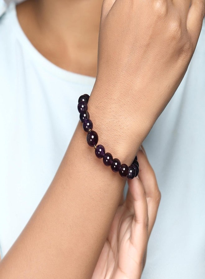 Chitshakti Certified Natural Amethyst Semi Precious Stone Bracelet| Bracelet for Men & Women | Healing Crystal Beads for Calmness, Positivity & Spiritual Growth |8mm - Image 5
