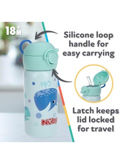 Nuby Nuby Thirsty Kids No Spill Flip-It Active Stainless Steel Travel Cup, 14 Oz, Whale  - Image 5