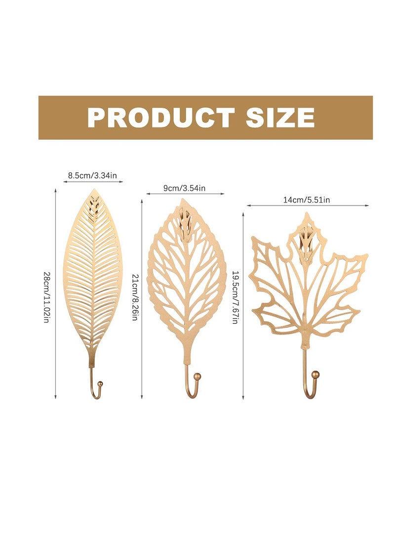 Decorative Hook, KASTWAVE Coat Adhesive Hooks Leaves Cast Iron Decorative Wall Hooks Curtain TieBacks Wall Hooks for Hanging Keys Towels Coat in Bathroom Kitchen Decorative (3Pcs) - Image 2
