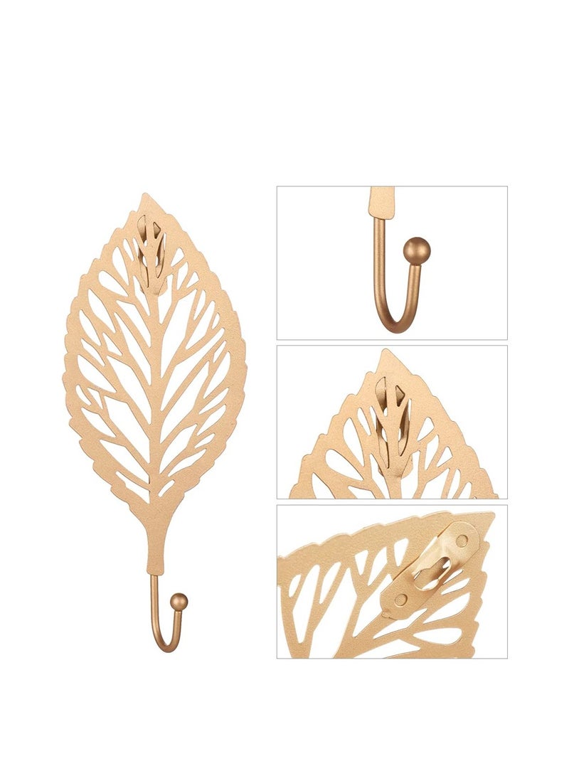 Decorative Hook, KASTWAVE Coat Adhesive Hooks Leaves Cast Iron Decorative Wall Hooks Curtain TieBacks Wall Hooks for Hanging Keys Towels Coat in Bathroom Kitchen Decorative (3Pcs) - Image 4