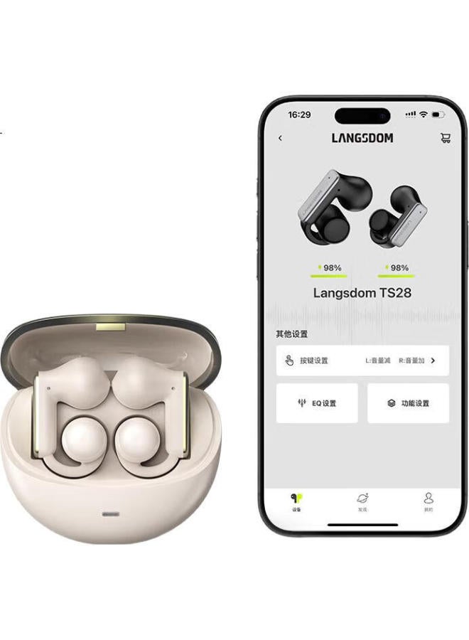 Langston Bluetooth Earphones Bone Conduction Concept Ear-Hook Wireless Open Sports Headphones For Running Cycling Noise Reduction Compatible With Apple Huawei Xiaomi Phones Ts28 Black - Image 3