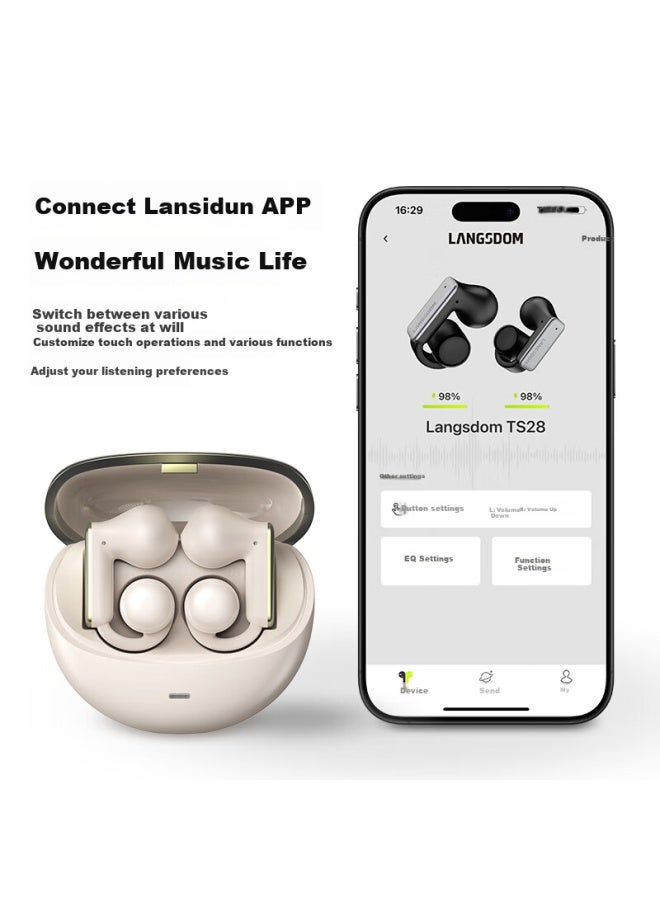 Langston سماعات أذن بلوتوث بتقنية توصيل العظام مع خطاف للأذن لاسلكية مفتوحة لسماعات رياضية للجري وركوب الدراجات مع تقليل الضوضاء متوافقة مع هواتف آبل وهواوي وشاومي Ts28 باللون الأسود - Image 4