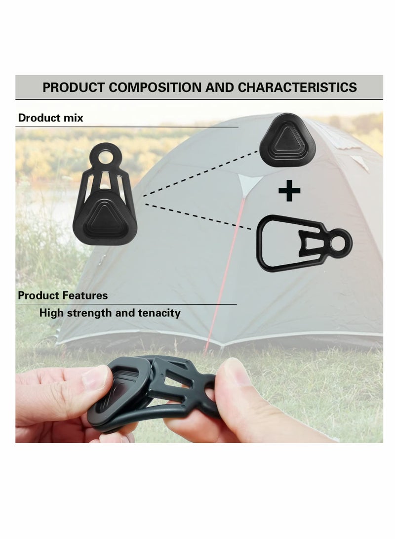 Tarp Clips Set, Outdoor Camping Climbing Tent Fixing Clip, Heavy Duty Lock Grip Awning Clamps, Multipurpose Windproof Wind Rope Accessories (10 Pcs)