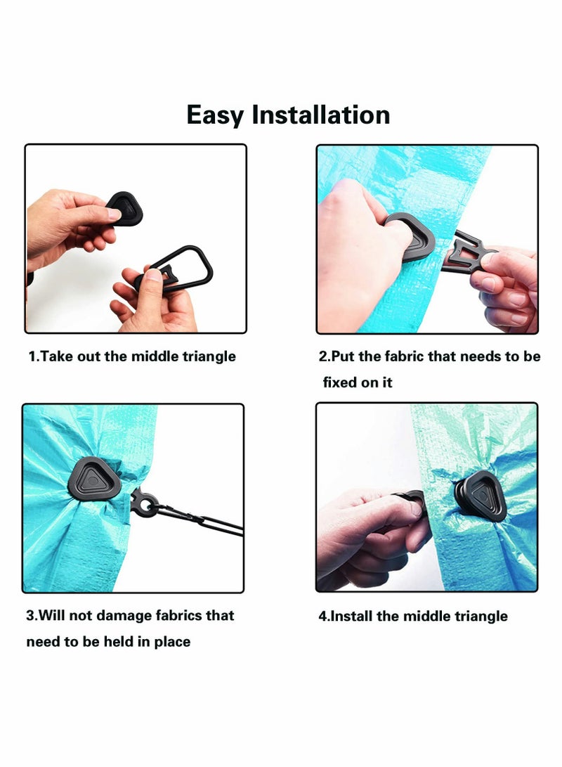 Tarp Clips Set, Outdoor Camping Climbing Tent Fixing Clip, Heavy Duty Lock Grip Awning Clamps, Multipurpose Windproof Wind Rope Accessories (10 Pcs)