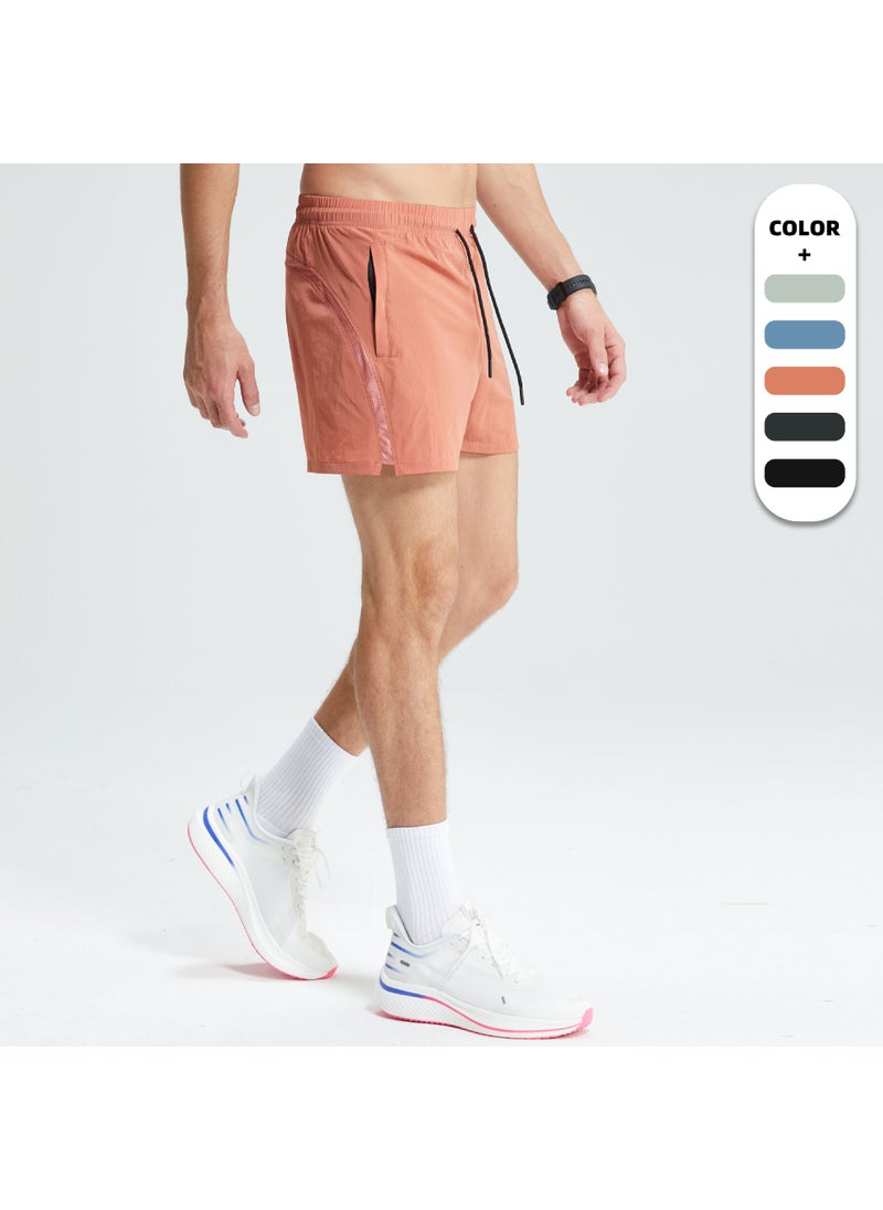 Quick-Dry Solid Running Shorts Breathable Mens Sportwear gray blue  - Image 2