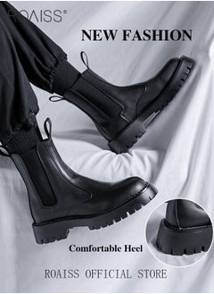 roaiss Men Chelsea Boots British Style Martin Boots with High Cut Work Boot Design  - Image 4