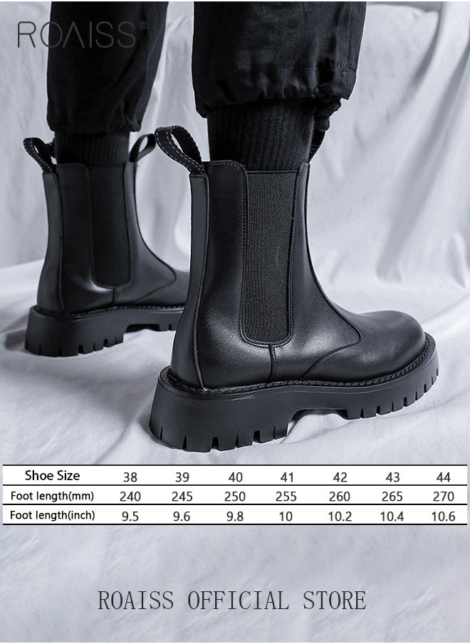 roaiss - Men Chelsea Boots British Style Martin Boots with High Cut Work Boot Design - Image 1