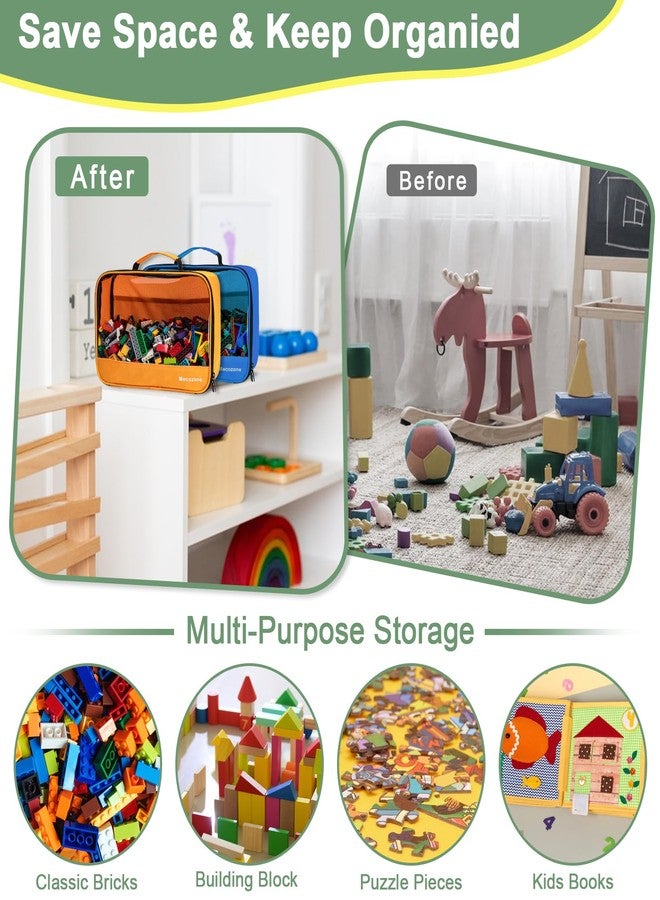 Mecozone 4 PCS Toy Storage Bags, PVC Organizer Bags for Classic Brick, Building Bricks, Puzzles - Image 3