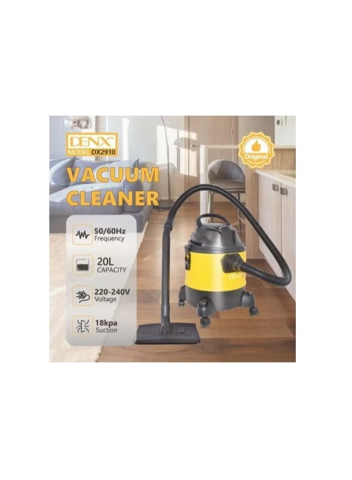 Denx DX2910 High Power Vacuum Cleaner – 1400W, 20L Capacity, 3m Cord – Yellow/Black - Image 2