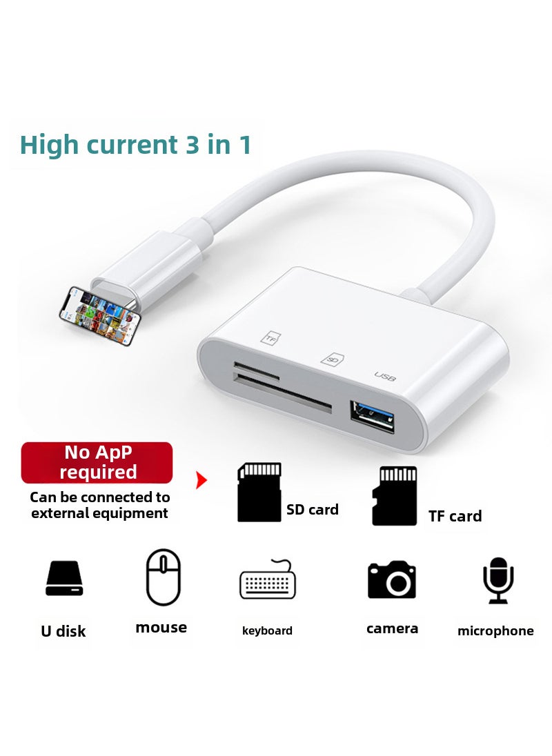 Generic - Type-C Card Reader OTG Adapter for SmartphonesLightn interface 3 in 1 [read TF/SD + USB]] Lightn interface 3 in 1 [read TF/SD + USB]] - Image 1