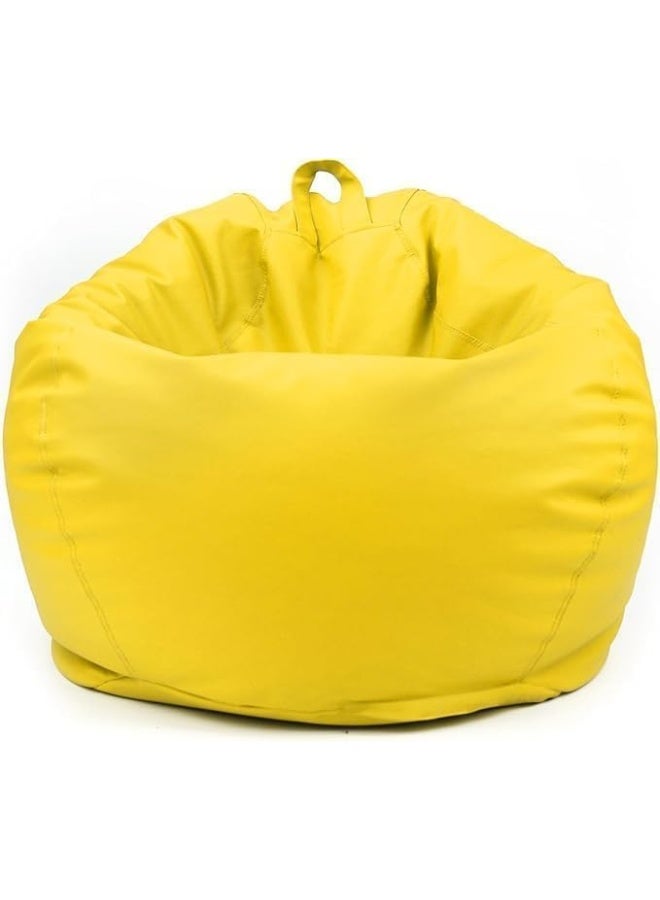 LUXURY LUXE Luxury Luxe Round Faux Leather Bean Bag Chair | Ultra-Comfort Polystyrene Beads, Lightweight & Durable Design | Trendy Solid Colors, Multiple Sizes (Yellow, XX-Large)  - Image 1