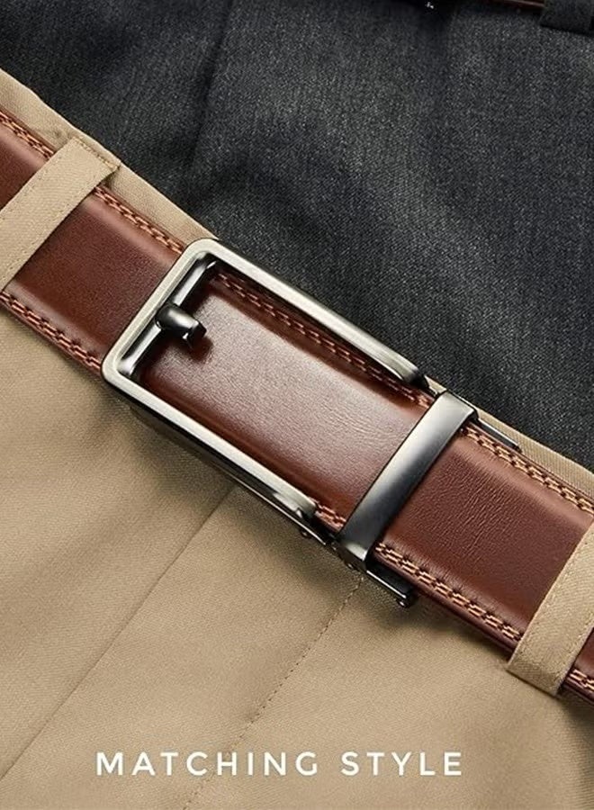 Ratchet Belt - Men's Dress Belt Men's Automatic Buckle Belt New Business Belt (Brown) 35MM Belt Men - Image 2
