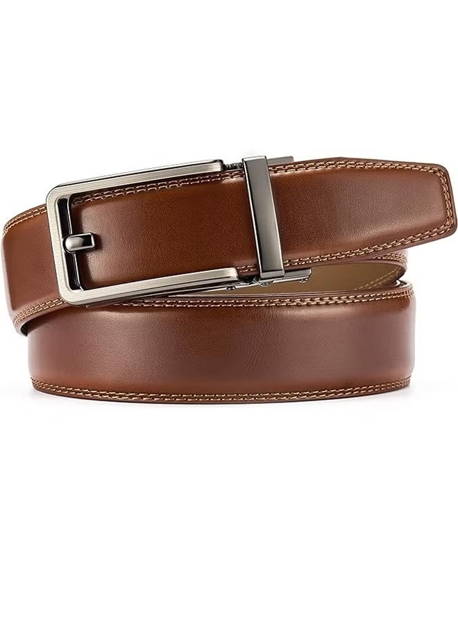 Ratchet Belt - Men's Dress Belt Men's Automatic Buckle Belt New Business Belt (Brown) 35MM Belt Men - Image 5