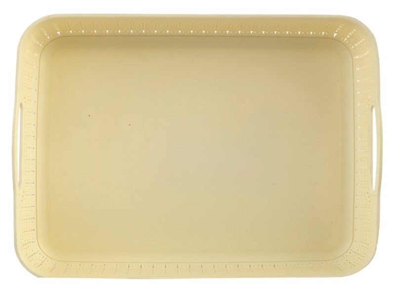 Kuber Industries Q4 Designer Plastic Storage Basket For Store Fruits Vegetables Magazines Cosmetics Stationary Pack of 2 White50KM01558 - Image 3