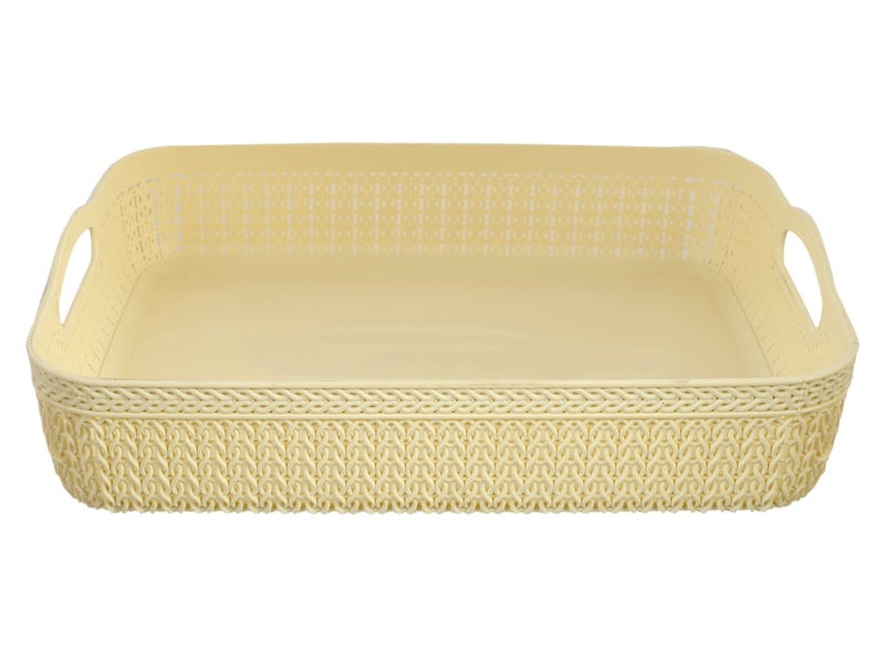 Kuber Industries Q4 Designer Plastic Storage Basket For Store Fruits Vegetables Magazines Cosmetics Stationary Pack of 2 White50KM01558 - Image 2