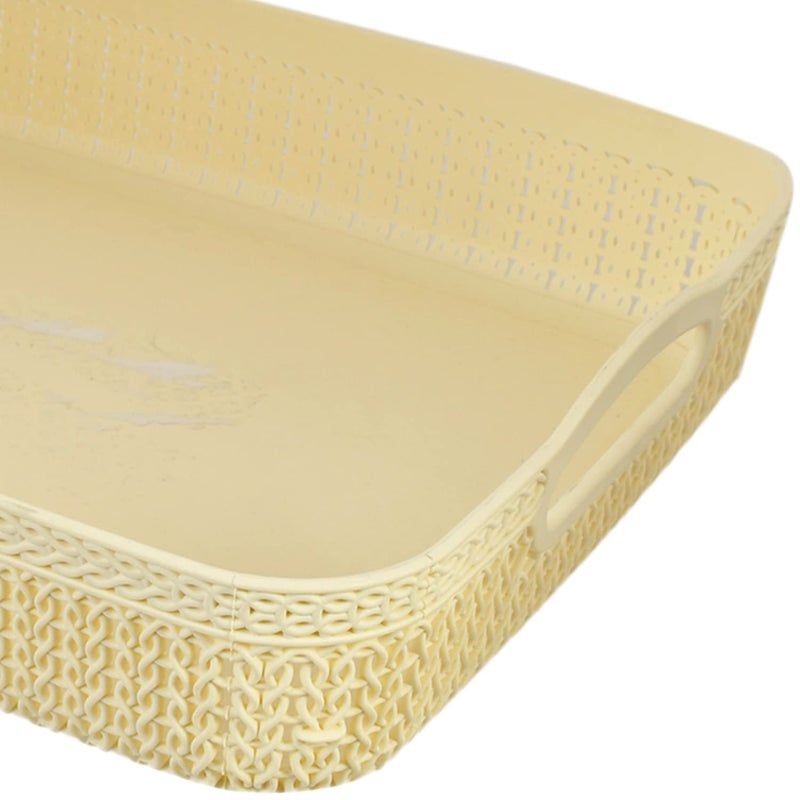 Kuber Industries Q4 Designer Plastic Storage Basket For Store Fruits Vegetables Magazines Cosmetics Stationary Pack of 2 White50KM01558 - Image 5