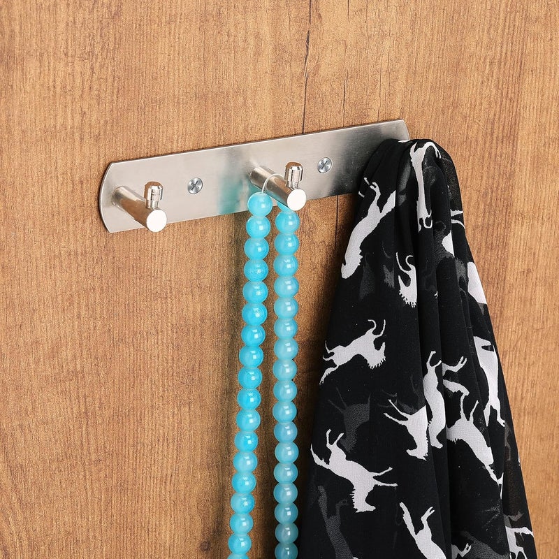 Fortune Premium Stainless Steel Coat Bath Towel Hook Hanger Rail Bar - 4 Hook Pack - Image 3