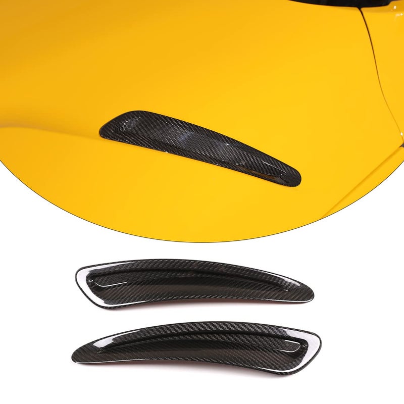 Daeiclru Real Carbon Fiber Front Hood Air Vent Trim Cover Fit for Toyota Supra GR A90 A91 MK5 20192022 Hood Air Vent Molding Trim Kit Exterior Accessories Black