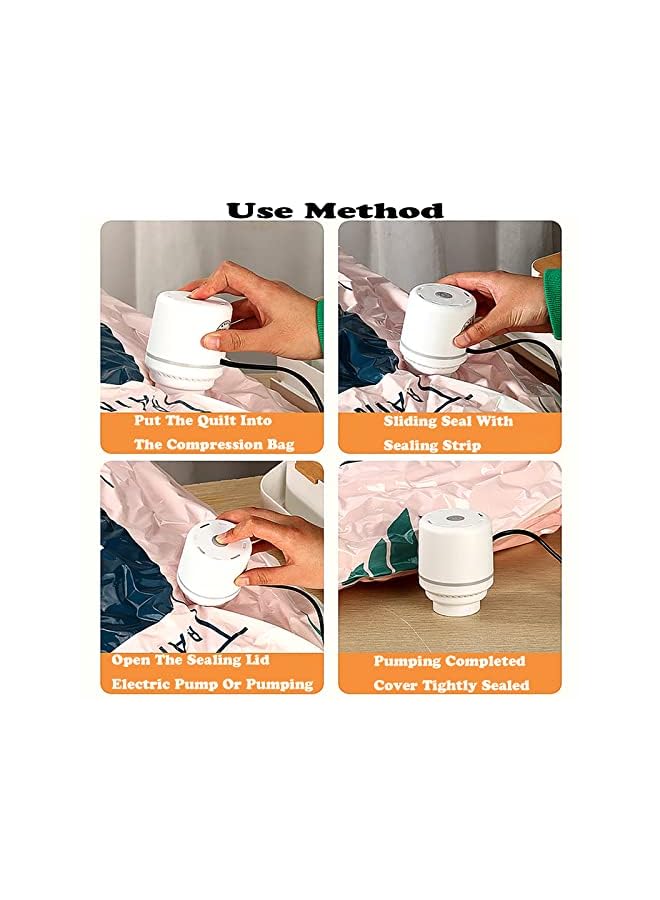 Rightsure مضخة هواء كهربائية محمولة تعمل بالتفريغ، حقيبة ضغط كهربائية، مضخة هواء كهربائية موفرة للمساحة، تخزين فراغي لشفط الهواء للملابس والفراش ولوازم السفر، صغيرة/32 مم - Image 4