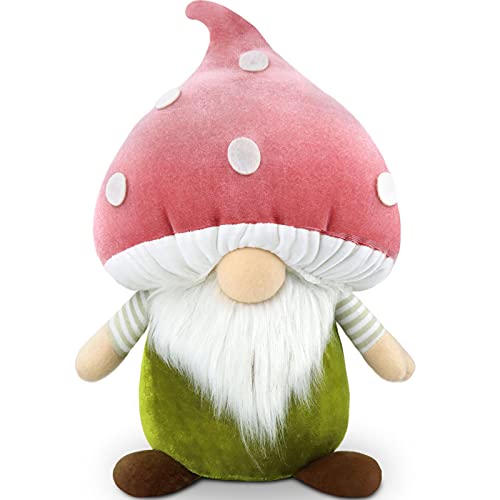 Gehydy Gehydy Mushroom Gnome Plush Large Spring Decoration Gift Handmade Scandinavian Tomte Stuffed for Home Kitchen Tiered Tray  13 Inch Pink 