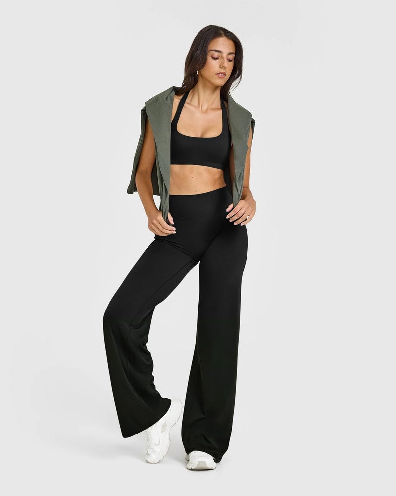 OQQ Yoga Pants Women High Waist Stretch Casual Soft Straight Leg Bottoms Black Extra Long - Image 4