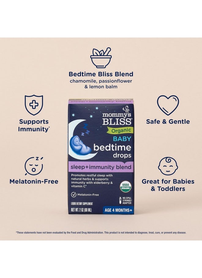 Mommy's Bliss - Mommy's Bliss Organic Baby Bedtime Drops + Overnight Immunity Support*, Promotes Restful Night, Melatonin Free, Age 4 Month+, 2 Fl Oz - Image 1