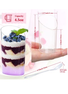 سيوسي أكواب الحلوى البلاستيكية مع ملاعق ، 100 PCS Mousse Cups يمكن التخلص منها من البلاستيك الصلب الشفاف آيس كريم أكواب المربعة المربعة مائلة مناسبة للحفلات ، وحفلات العطلات ، وأعياد الميلاد ، وما إلى ذلك.  - Image 4