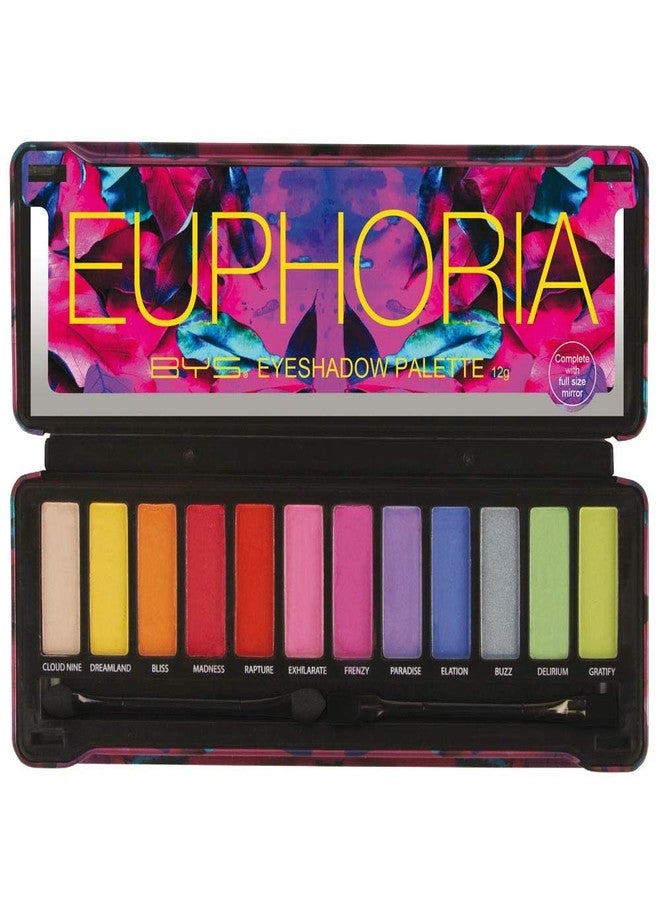 BYS Eyeshadow Palette Tin with Mirror and Applicator 12 Shades (1, Euphoria) - Image 1