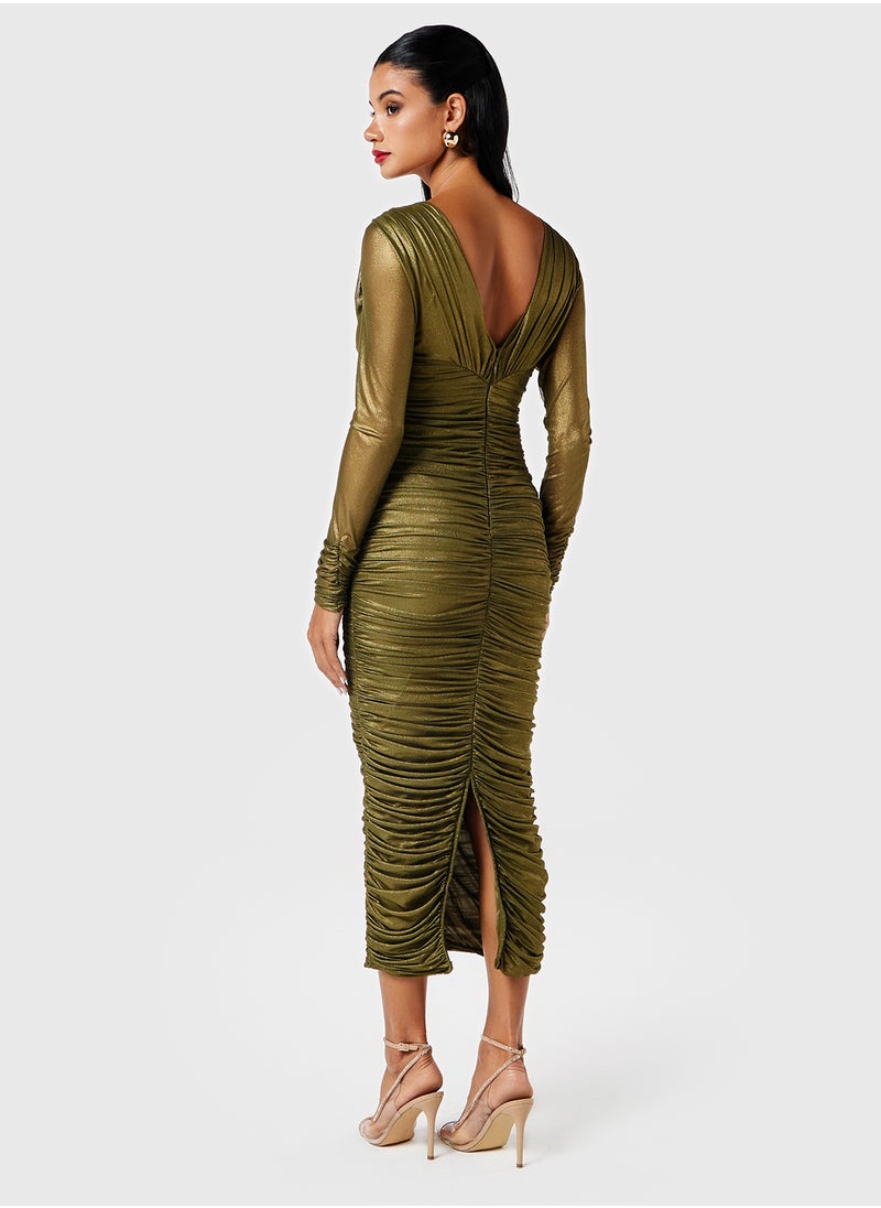 Threadz by Ajooni - Ruched Metallic Dress - Image 1