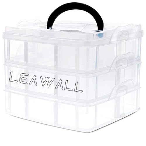 Leawall 3 Layers 18 Grid Plastic Transparent Jewelry/Makeup/Cosmetic Storage Box Portable Jewelry Box Accessories for Earrings Ring (Transparent) - Image 1