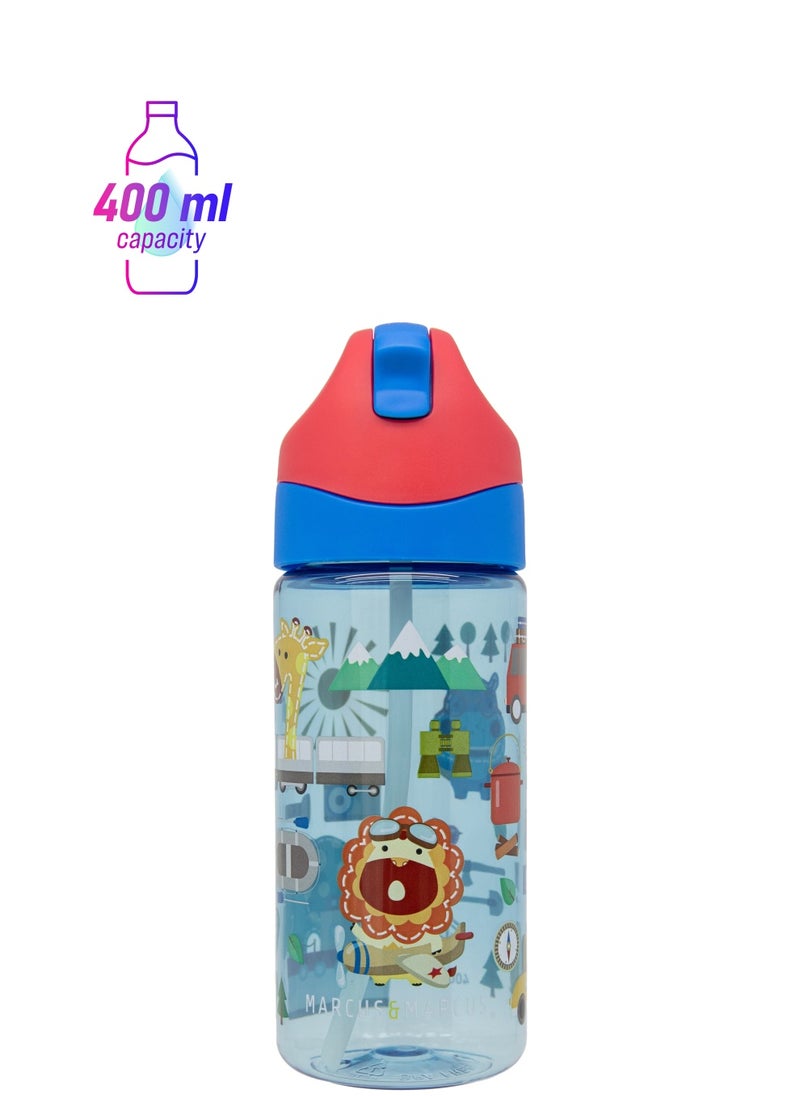 Marcus & Marcus Germrepel Tritan Straw Bottle 400ml Adventure Blue  - Image 1