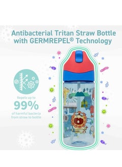 Marcus & Marcus Germrepel Tritan Straw Bottle 400ml Adventure Blue  - Image 3