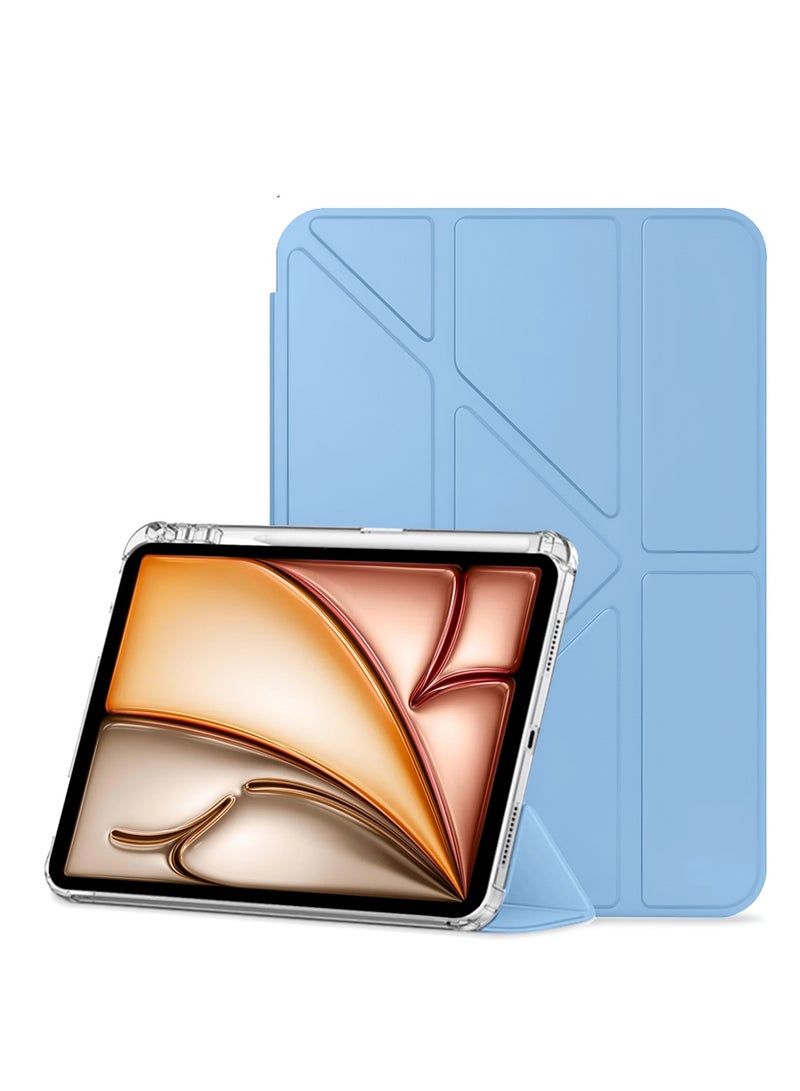 Wtech Apple iPad Air 2025 (7th Generation) M3 13 inch Symmetry 360 Smart Folio Series Auto Awake/Auto Sleep Leather Texture and Transparent Back with Pen Holder Case Cover (TCFPSR) - Sky Blue - Image 2