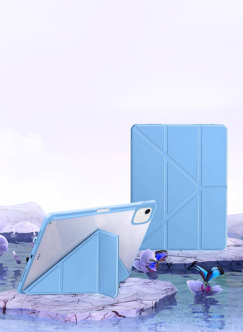 Wtech Apple iPad Air 2025 (7th Generation) M3 13 inch Symmetry 360 Smart Folio Series Auto Awake/Auto Sleep Leather Texture and Transparent Back with Pen Holder Case Cover (TCFPSR) - Sky Blue - Image 1