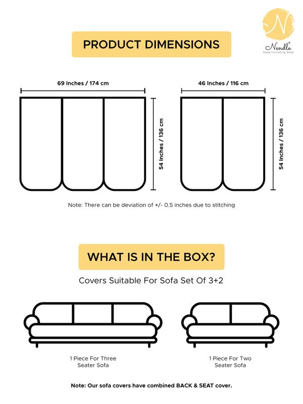 Nendle Premium Touch Soft Velvet Three Layer Quilted Sofa Cover 3 Seater and 2 Seater with combined seat and back| Anti-Slip Protector Covers for Living Room, Drawing Room (Greyish Black, Pack of 3+2) - Image 5