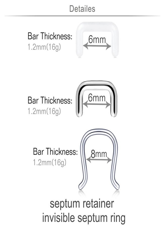 MODRSA Mix Set Clear Piercing Retainers Septum Retainer Nose Studs Flexible Lip Ear Nose Tongue Rings Nipplering Cartilage Rook Daith Earrings Horseshoe Plastic Industrial Piercing Retainer for Work - Image 2