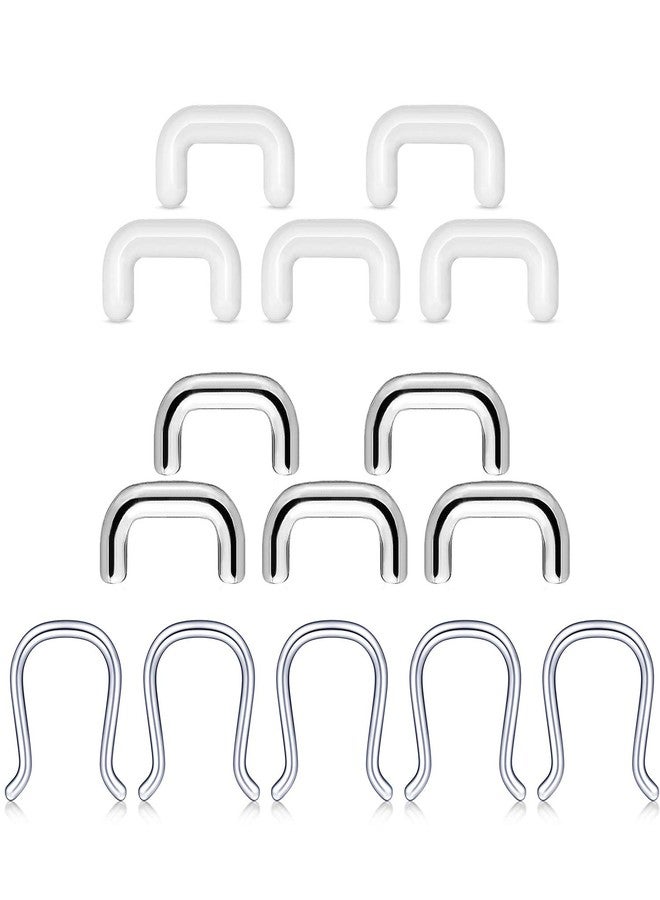 MODRSA Mix Set Clear Piercing Retainers Septum Retainer Nose Studs Flexible Lip Ear Nose Tongue Rings Nipplering Cartilage Rook Daith Earrings Horseshoe Plastic Industrial Piercing Retainer for Work - Image 1