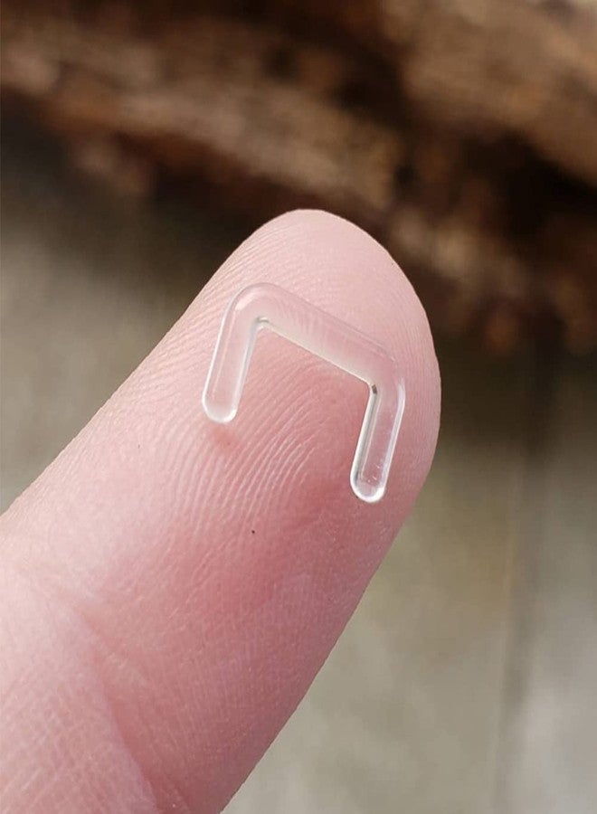 MODRSA Mix Set Clear Piercing Retainers Septum Retainer Nose Studs Flexible Lip Ear Nose Tongue Rings Nipplering Cartilage Rook Daith Earrings Horseshoe Plastic Industrial Piercing Retainer for Work - Image 4