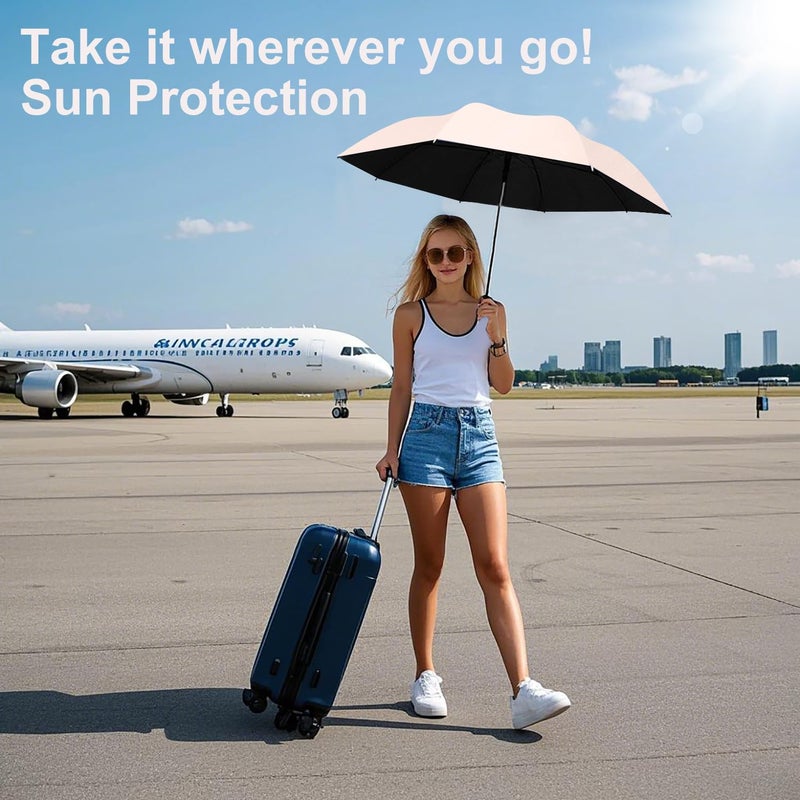 BAODINI Travel Essentials Mini Umbrella for Purse With Case Small Compact UV Sun Protection Lightweight Tiny Pocket Manual Open Close Umbrella for Women Kids and Men Fits Purse Backpack - Image 5