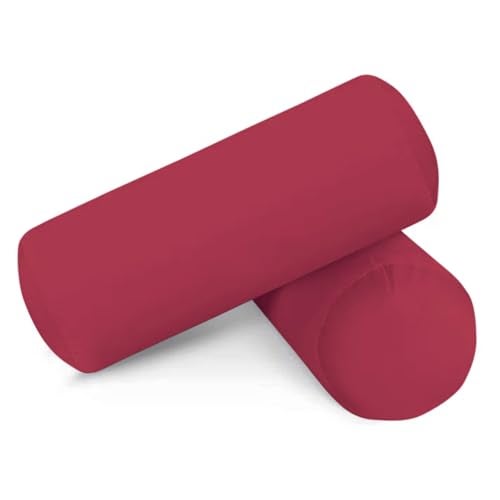 AJISH Premium Soft Microfiber Bolster Pillow Set of 1 | Bed, Sofa, Diwan Round Bolster Pillow | 25 X 10 Inches | Leg & Back Support & Pain Relief | Hidden Zipper | Washable, Maroon - Image 1