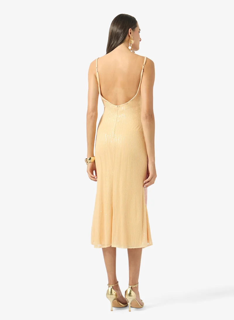 جينجر فستان بحمالات رفيعة وطبعات زهور