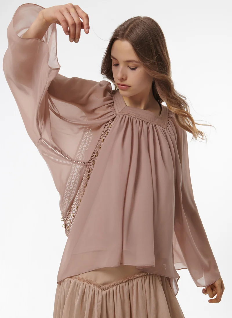 leem  Embellished Square Neck Top for Women | Best Price UAE