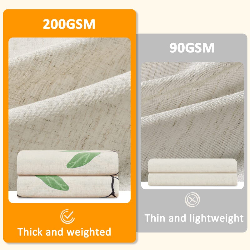 BOODII BOODII 84 Inches Linen Shower Curtain Set for Bathroom Extra Long Jungle Eucalyptus Shower Curtain with Snap-in Fabric Liner Tall Farmhouse Rustic Curtain Beige Burlap 200GSM Textured Decor 72x84  - Image 3