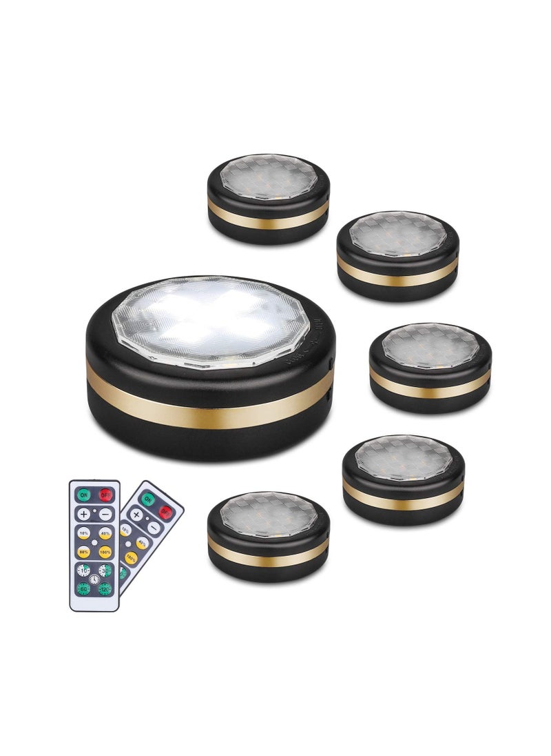 KASTWAVE 6 Pcs Under Counter Lights for Kitchen Wireless LED Puck Lights with Remote Control Under Cabinet Lighting Battery Operated, Steps Lights Indoor  - Image 1