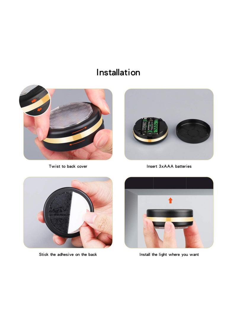 KASTWAVE 6 Pcs Under Counter Lights for Kitchen Wireless LED Puck Lights with Remote Control Under Cabinet Lighting Battery Operated, Steps Lights Indoor  - Image 4