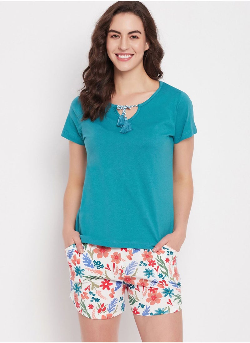 Clovia - Button Down Shirt & Shorts Set - Image 1