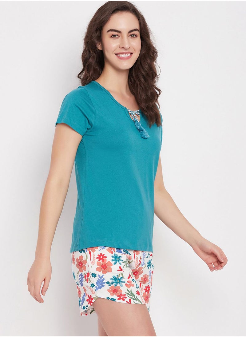 Clovia - Button Down Shirt & Shorts Set - Image 1