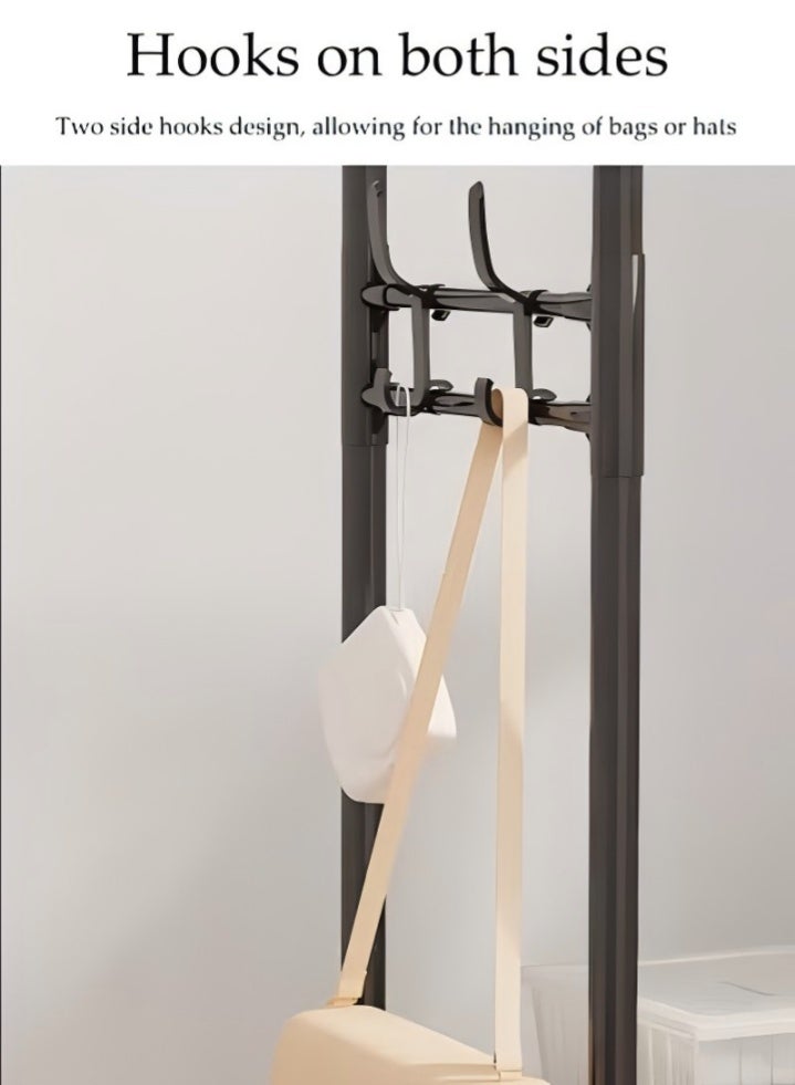 DUNISO Double Rods Clothes Rack with Roller, Metal Garment Rack with Shoe rack and Hooks, Multipurpose Clothes Hanger Organizer,Suitable for Bedrooms, Balconies and Living room (Black) - Image 3
