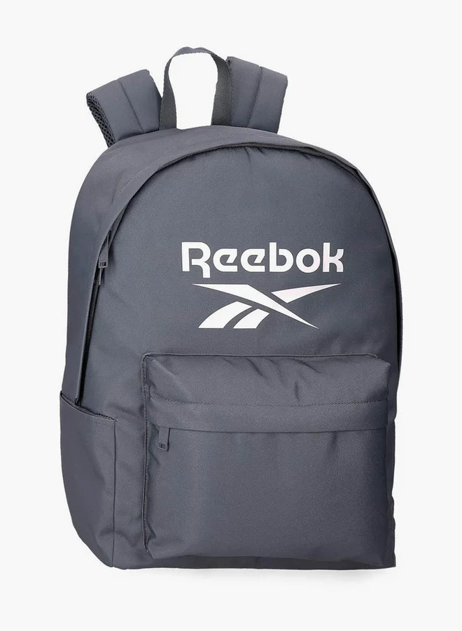 Logo Print School Backpack with Adjustable Straps and Zip Closure - 38x19x43 cm